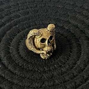 Gold Skull Ring with Horns